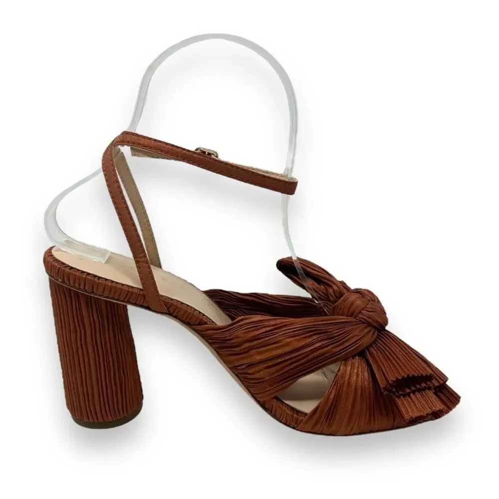 Loeffler Randall Camellia Knotted Sandal Terracotta Orange Bronze 6.5 Women’s